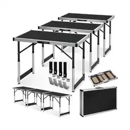 Netto Marken-Discount tectake 3er Set Tapeziertisch, klappbar, mit Kantenschutz und Tragegriff, 300 x 60 x 73 - 94 cm Angebot