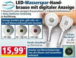 Norma badkomfort LED-Wasserspar-Handbrause mit digitaler Anzeige Angebot