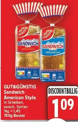 E-Center Gut&günstig sandwich american style weizen Angebot