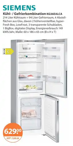 V Markt Siemens kühl-/gefrierkombination kg36ealca Angebot