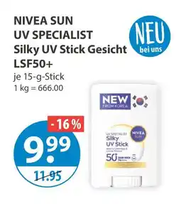 V Markt Nivea sun uv specialist silky uv stick gesicht lsf50+ Angebot