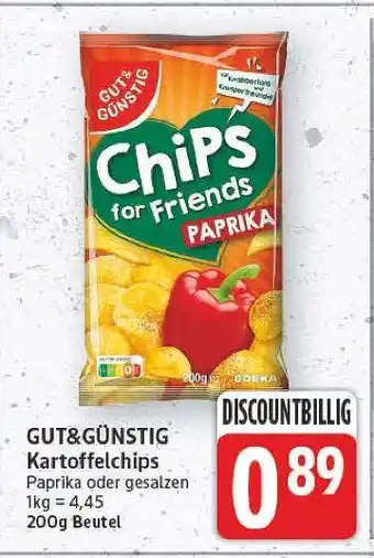 E-Center Gut&günstig chips for friends paprika Angebot
