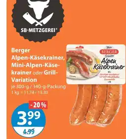 V Markt Berger alpen-käsekrainer, mini-alpen-käsekrainer oder grill-variation Angebot