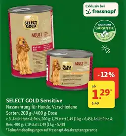 Fressnapf Select gold sensitive nassnahrung für hunde Angebot