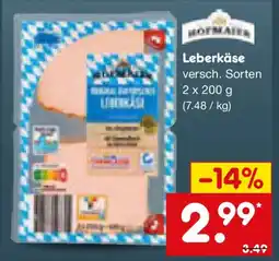 Netto Marken-Discount Hofmaier Leberkäse Angebot
