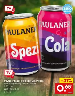 Netto Marken-Discount Paulaner Spezi, Cola oder Limonaden Angebot