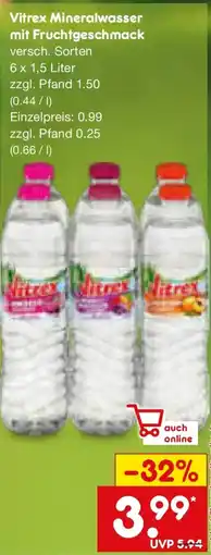 Netto Marken-Discount Vitrex Mineralwasser mit Fruchtgeschmack Angebot