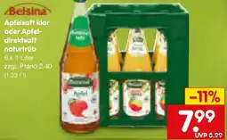 Netto Marken-Discount Belsina Apfelsaft klar oder Apfeldirektsaft naturtrüb Angebot