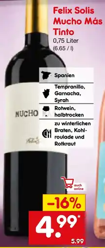Netto Marken-Discount Felix Solis Mucho Más Tinto Angebot