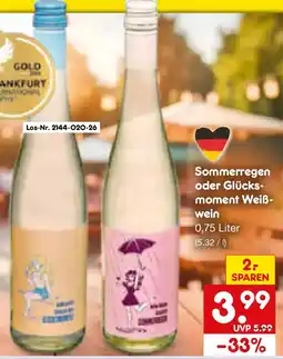 Netto Marken-Discount Sommerregen oder Glücks- moment Weißwein Angebot