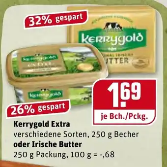 REWE Kerrygold Extra 250g Becher oder Irische Butter 250g Packung Angebot