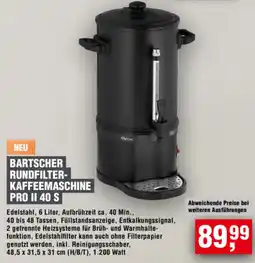 Handelshof BARTSCHER RUNDFILTER- KAFFEEMASCHINE PRO II 40 S Angebot