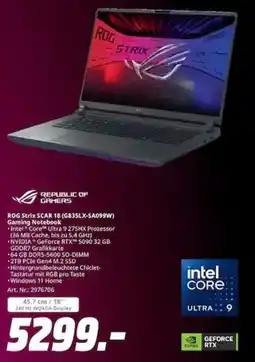 MediaMarkt REPUBLIC OF GAMERS ROG Strix SCAR 18 (G835LX-SA099W) Gaming Notebook Angebot