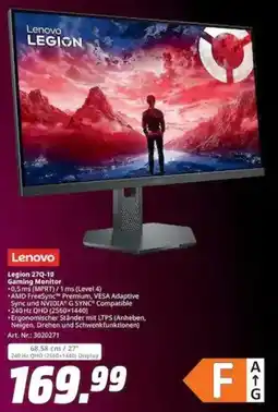 MediaMarkt Lenovo Gaming Monitor Legion 27Q-10 Angebot