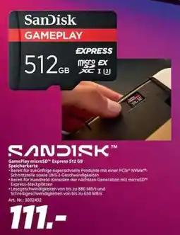 MediaMarkt SanDisk GamePlay microSD Express 512 GB Speicherkarte Angebot