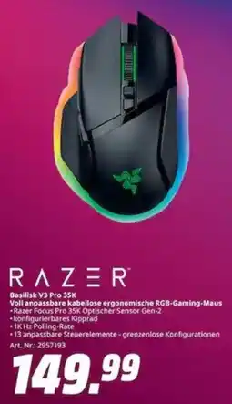 MediaMarkt RAZER Basilisk V3 Pro 35K Voll anpassbare kabellose ergonomische RGB-Gaming-Maus Angebot