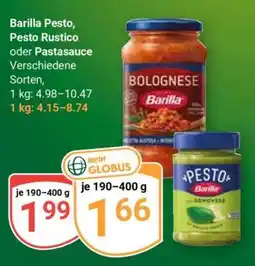 Globus Barilla Pesto, Pesto Rustico oder Pastasauce Angebot