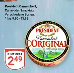 Globus Président Camembert, Carré oder Snacking Angebot