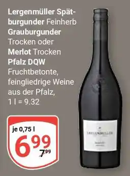 Globus Lergenmüller Spätburgunder Feinherb Grauburgunder Trocken oder Merlot Trocken Pfalz DQW Angebot