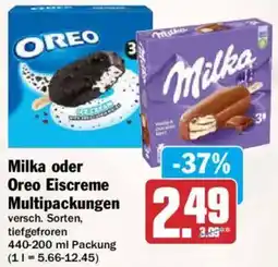AEZ Milka oder Oreo Eiscreme Multipackungen Angebot