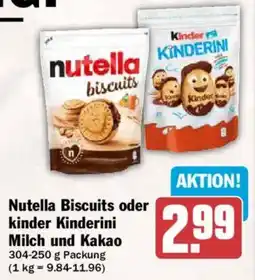 AEZ Nutella Biscuits oder kinder Kinderini Milch und Kakao Angebot