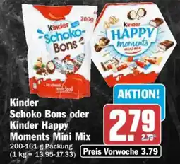 AEZ Kinder Schoko Bons oder Kinder Happy Moments Mini Mix Angebot