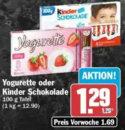 AEZ Yogurette oder Kinder Schokolade Angebot