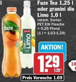 AEZ Fuze Tea 1,25 I oder granini die Limo 1,0 I Angebot