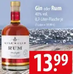 Famila Nord Ost KYLE'S CLUB Gin oder Rum Angebot