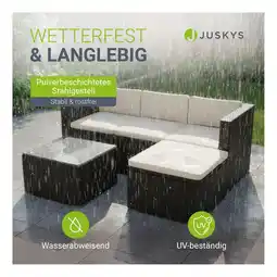Netto Marken-Discount Juskys Polyrattan Lounge Punta Cana M schwarz für 3-4 Personen – Sofa, Tisch & Hocker Angebot