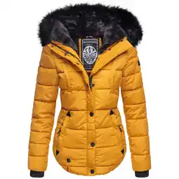Netto Marken-Discount MARIKOO Damen Designer Steppjacke Winter Jacke mit edler Kunstpelz Kapuze Lotusblüte Angebot