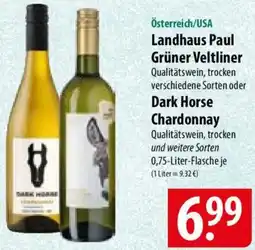 Famila Nord Ost Landhaus Paul Grüner Veltliner oder Dark Horse Chardonnay Angebot