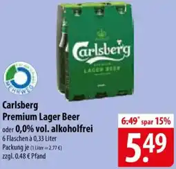 Famila Nord Ost Carlsberg Premium Lager Beer oder 0,0% vol. alkoholfrei Angebot