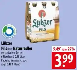 Famila Nord Ost Lübzer Pils oder Naturradler Angebot