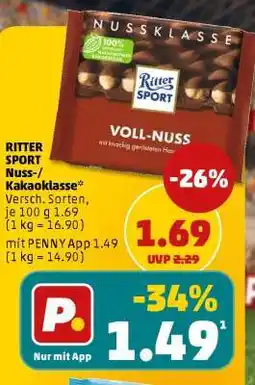 PENNY RITTER SPORT Nuss- Kakaoklasse Angebot