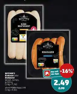 PENNY BUTCHER'S Krakauer oder Bratwurst Angebot