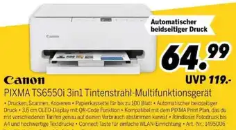 MEDIMAX Canon PIXMA TS6550i 3in1 Tintenstrahl-Multifunktionsgerät Angebot