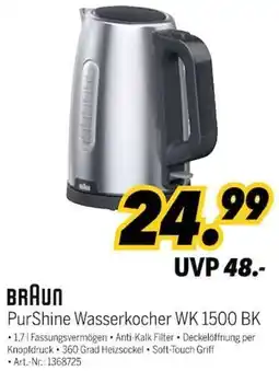MEDIMAX BRAUN PurShine Wasserkocher WK 1500 BK Angebot
