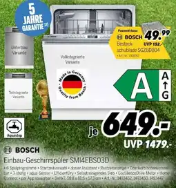 MEDIMAX BOSCH Einbau-Geschirrspüler SM14EBS03D Angebot