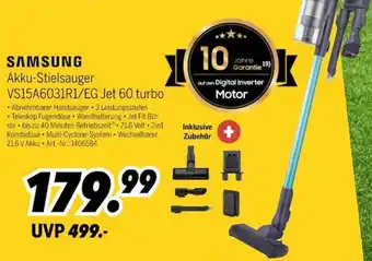 MEDIMAX SAMSUNG Akku-Stielsauger VS15A6031R1/EG Jet 60 turbo Angebot