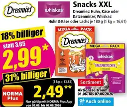 Norma Dreamies/Whiskas Snacks XXL Angebot