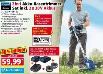 Scheppach 2 in 1 Akku-Rasentrimmer Set inkl. 2 x 20V Akkus