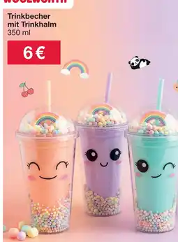 Woolworth Trinkbecher mit trinkhalm Angebot