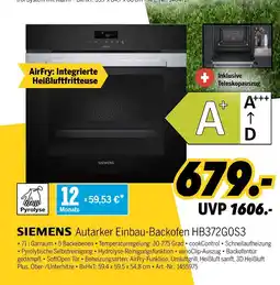MEDIMAX Siemens autarker einbau-backofen hb372gos3 Angebot