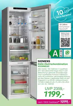 EP Siemens kühl-/gefrierkombination kg39neiaf Angebot