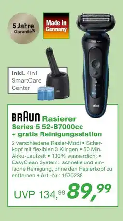 EP Braun rasierer series 5 52-b7000cc + gratis reinigungsstation Angebot