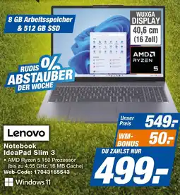 expert Techno Land Lenovo Notebook IdeaPad Slim 3 Angebot