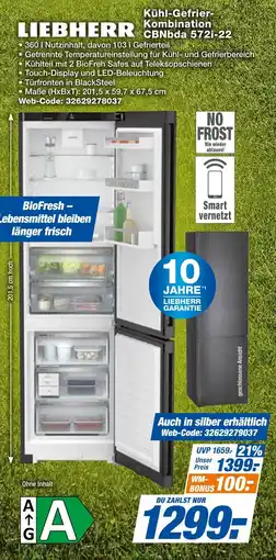 expert Techno Land LIEBHERR Kühl-Gefrier- Kombination CBNbda 572i-22 Angebot