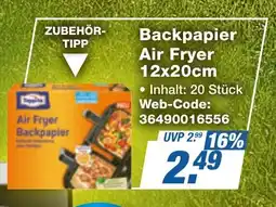 expert Techno Land Backpapier Air Fryer 12x20cm Angebot