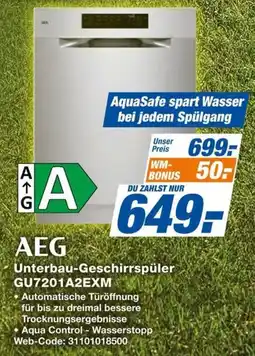 Expert AEG Unterbau-Geschirrspüler GU7201A2EXM Angebot